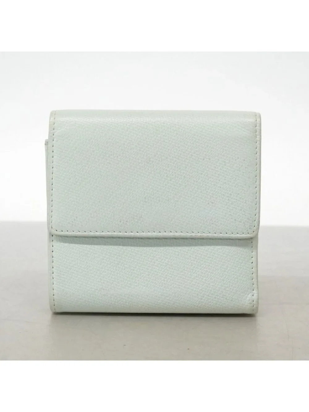 Chanel Trifold Wallet Coco Buttons Caviar Leather Light Green Gold